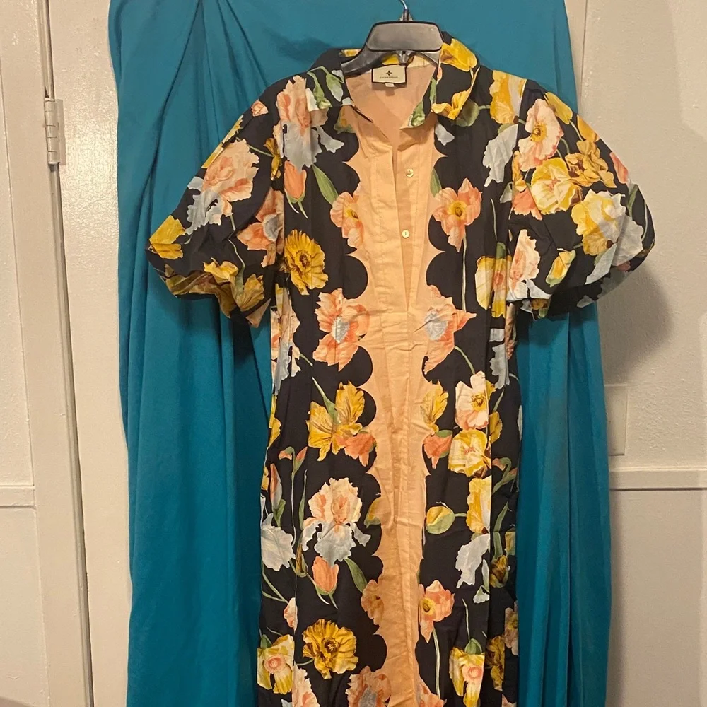 Tuckernuck Floral Black and Yellow Dress - Picture 1 of 3